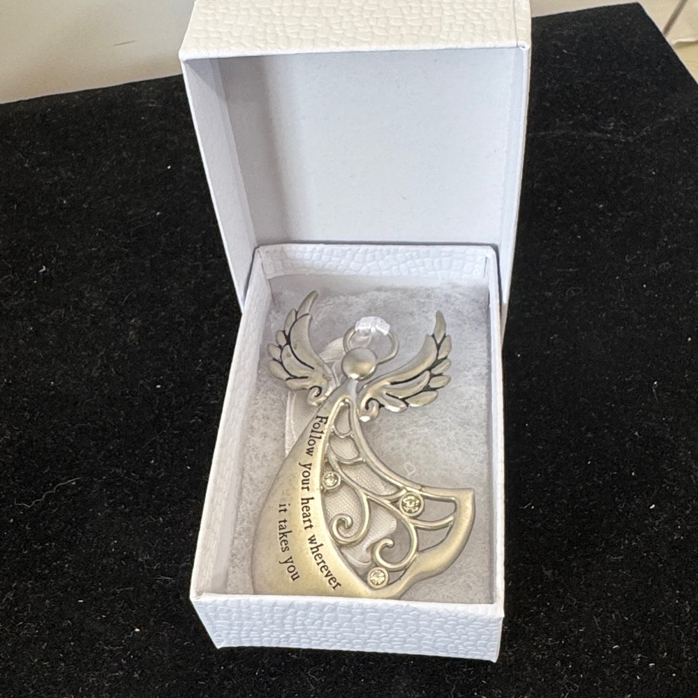 Ganz Angels by Your Side Ornament 
Elegant Silver tone Angel Ornament
